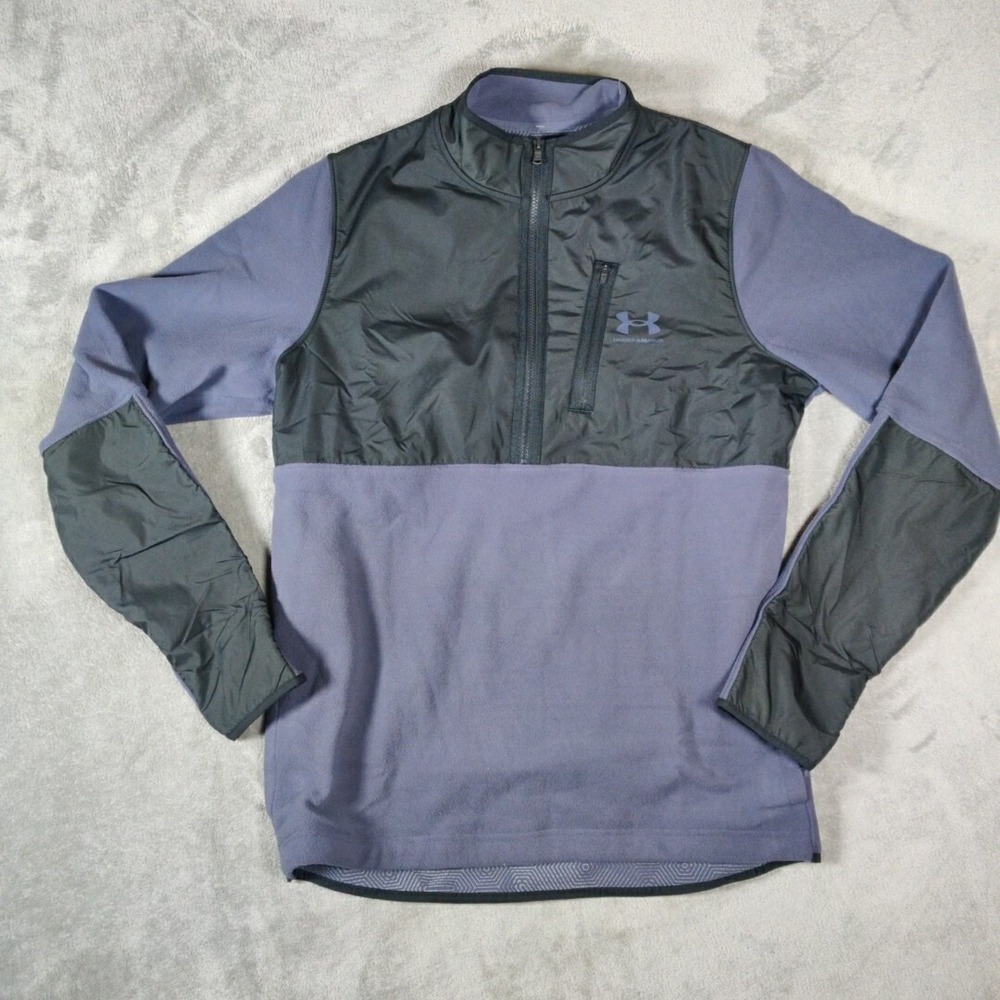 UnderArmour Fleece Mens Large Blue Black CGI 1/2 Zip Loose Fit Gorpcore Casual